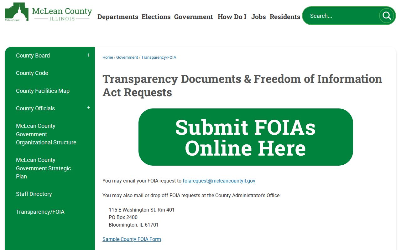 McLean County Transparency and FOIA request page
